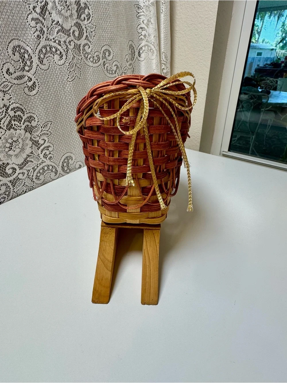 Vintage Woven Basket Sleigh - Boho Farmhouse Rustic Christmas Holiday Decoration